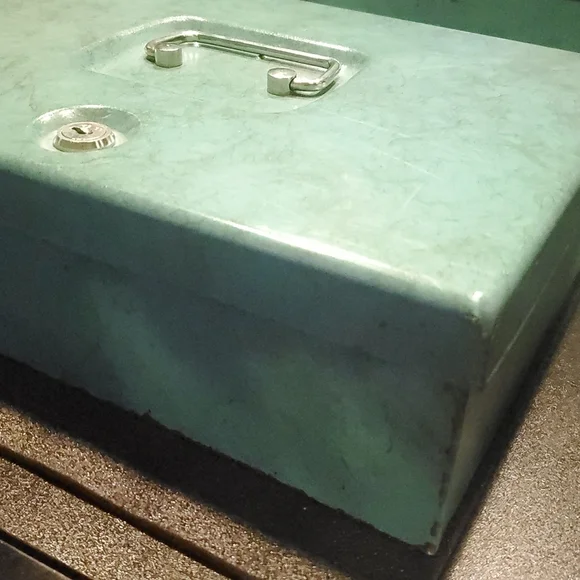 Vintage Sears Roebuck and Co. Security Box Teal with Lock and Key
